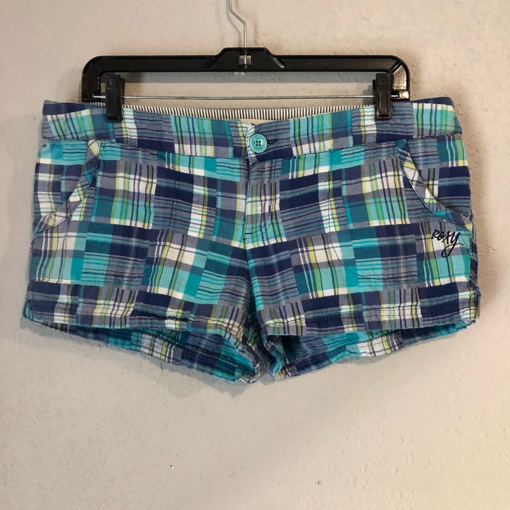 Size 13 blue Roxy plaid shorts